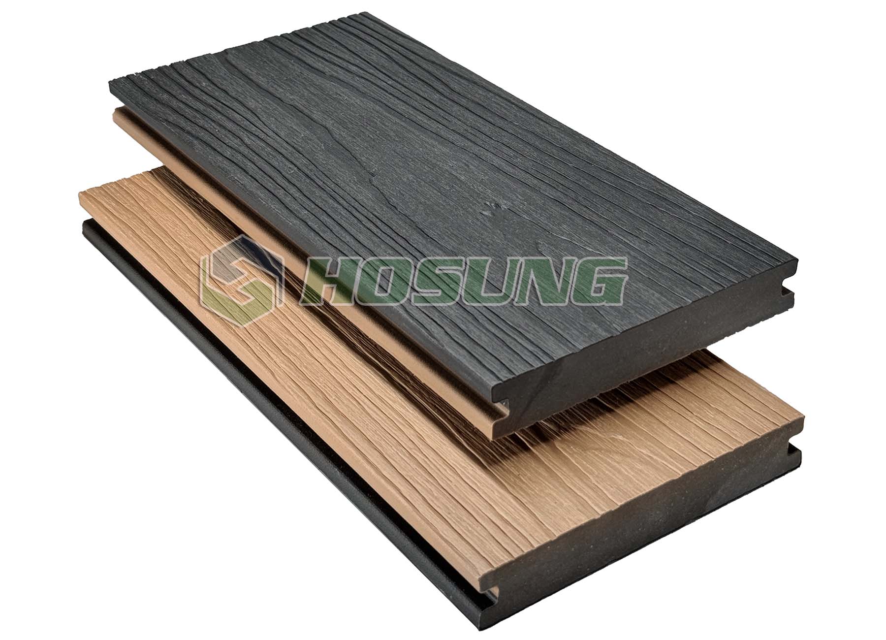 BeigeCharcoal - Co-extrusion Bi-Color Decking - HOSUNG WPC Composite Hosung®- HS140S23C Beige&Charcoal