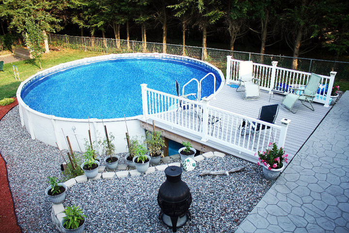 composite decking around above ground pools