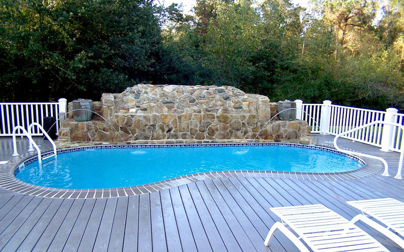 composite decking around inground pool