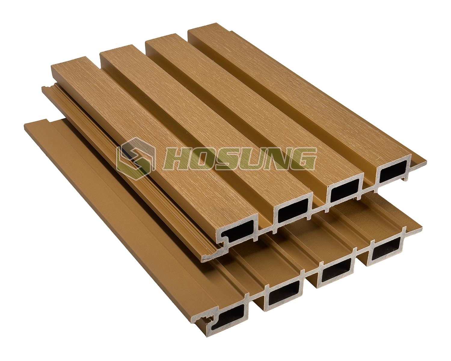 Golden Teak 5 - Co-extrusion WPC Fluted Panel - HOSUNG WPC Composite Hosung®- HS219K26 Golden Teak