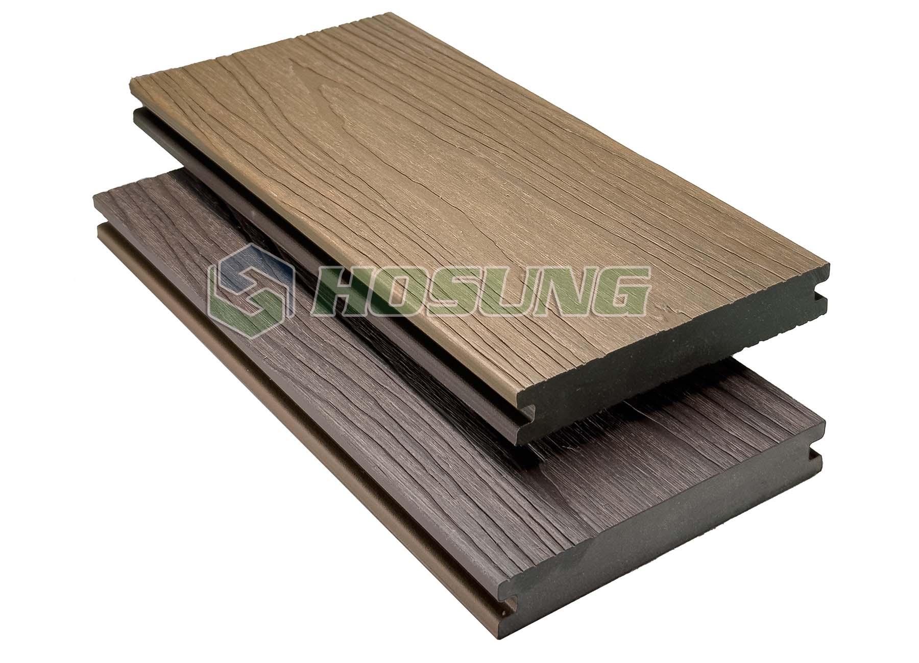 Golden TeakWalnut01 - Co-extrusion Bi-Color Decking - HOSUNG WPC Composite Hosung®- HS140S23C Grey-Antique