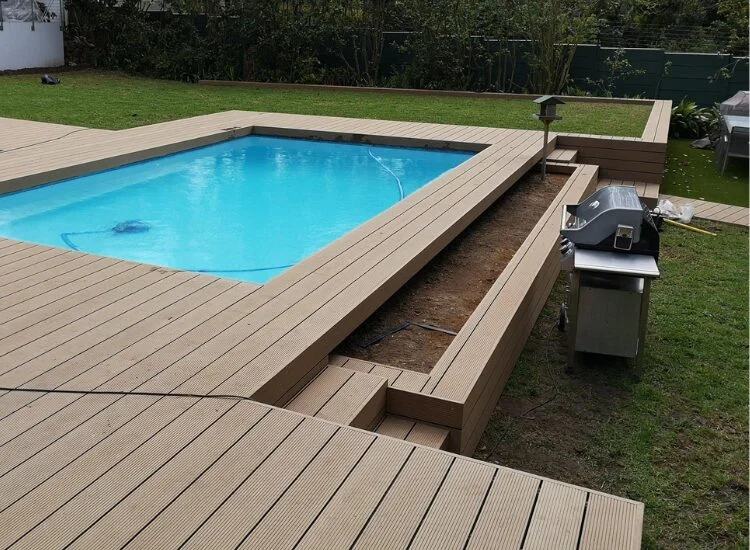 wpc decking swimming pool